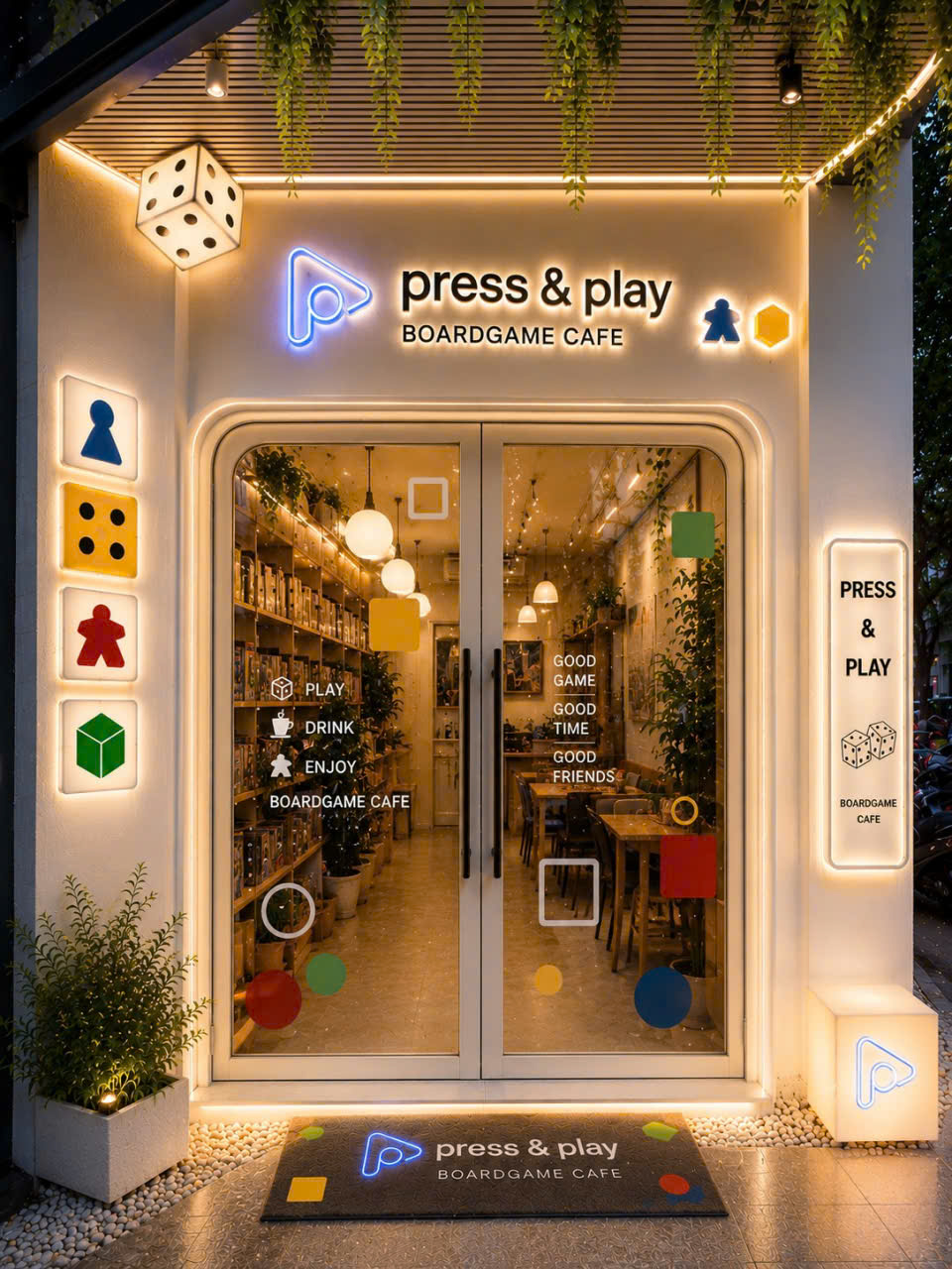 press & play Board Game Cafe Cozy Interior Look